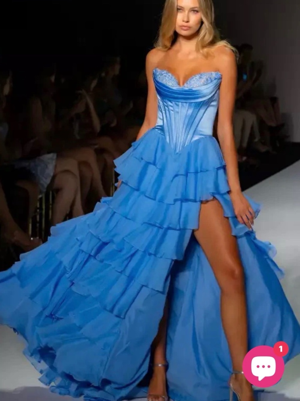 SHERRI HILL BASQUE WAIST CORSET RUFFLE 56911 PERIWINKLE